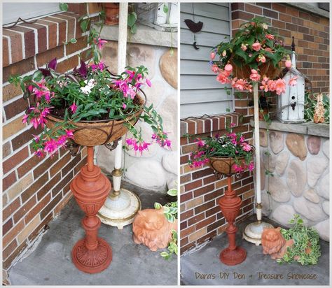 repurposed floor lamp planter, container gardening, gardening, repurposing upcycling Floor Lamp Planter, Upcycle Lamp, Lamp Planters, Small Desk Lamp, Repurposed Lamp, Glass Lamp Base, Patio Planters, Old Lamps, Flower Bed