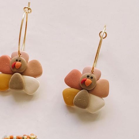 Diy Thanksgiving Earrings, Clay Thanksgiving Earrings, Turkey Clay Earrings, Thanksgiving Clay Earrings, Clay Turkey, Turkey Earrings, Thanksgiving Earrings, Xmas Earrings, Halloween Clay