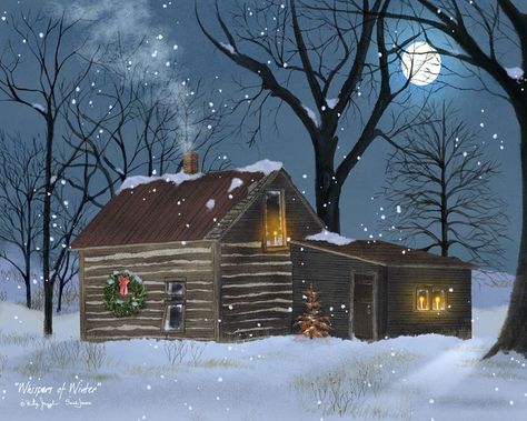 Billy Jacobs Art, Sarah Jacob, Billy Jacobs, Cabin Art, Barn Painting, Snow Covered Trees, Winter Wood, Art Plaque, Hanging Fixture