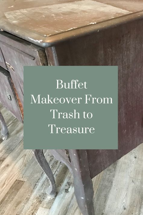 Vintage Buffet Table Makeover, Painted Black Buffet, Sideboard Painting Ideas, Redoing A Buffet Cabinet, Refinished Buffets And Sideboards, Refurbished Sideboard Ideas, Buffet Cabinet Paint Ideas, Refinishing Buffet Cabinet, Buffet Table Redo