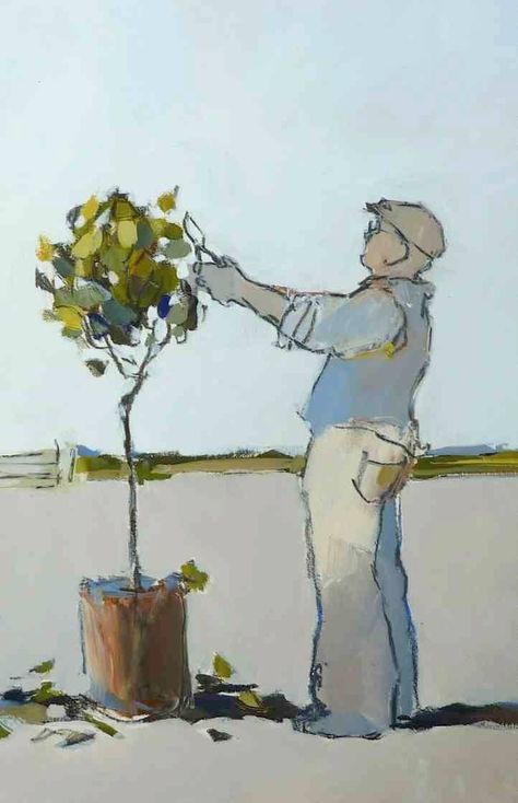 Love this too.... Man Gardening, People Gardening, Garden People, Land Scapes, Abstract Figure Art, Whimsical Art Paintings, Illustration Art Kids, Plant Images, Art Exhibit