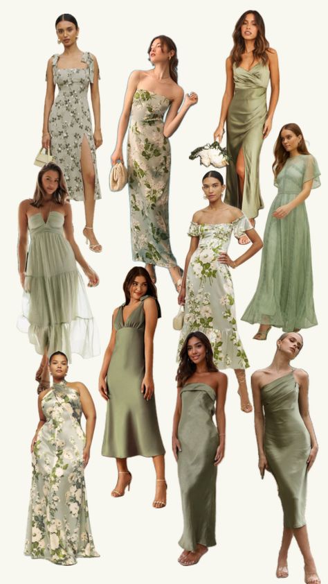 Wedding Color Pallet, Sage Green Bridesmaid Dress, Wedding Party Outfits, Dress Code Wedding, Bridesmaid Inspiration, Hippie Wedding, Sage Green Wedding, Theme Dress, Green Bridesmaid