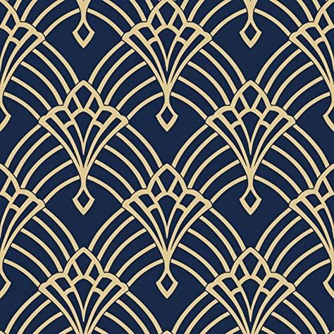 Waldorf Deco Wallpaper Navy/Gold World of Wallpaper 274447: Amazon.co.uk: DIY & Tools Waldorf Art, Deco Wallpaper, Art Deco Bedroom, Motif Art Deco, Deco Bedroom, Style Wallpaper, Navy Wallpaper, Art Deco Wallpaper, Art Deco Patterns