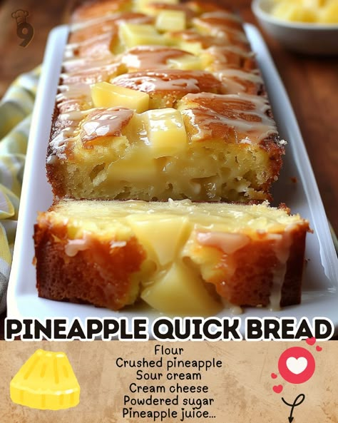 Pineapple Quick Bread, Potatoes Pancakes, Pineapple Dessert Easy, Bread Loaf Pan, Pineapple Bread, Pineapple Dessert, Quick Bread Recipe, Bread Yeast, Bread Recipes Easy