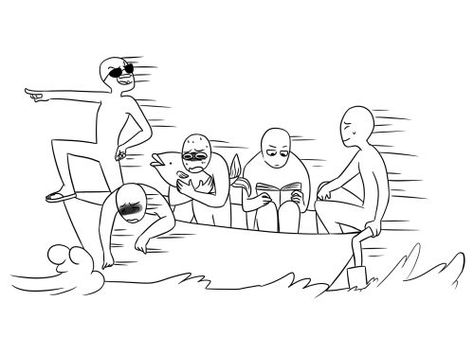 Tag Yourself Friend Group Drawing, Person On Boat Reference, 7 Person Group Pose Drawing, Tag Yourself Friend Group, Draw The Squad 5 People, 3 Person Poses Drawing, Draw Your Squad, Wearing Shades, Drawing Meme