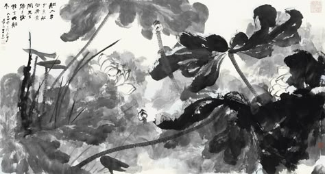 Zhang Daqian (Chang Dai-Chien, 1899-1983) | Lot | Sotheby's Black Banners, Zhang Daqian, Flower Banner, Art Banner, Banner Black, Cute Laptop Wallpaper, Pc Wallpapers, Painting Sketch, Header Pictures