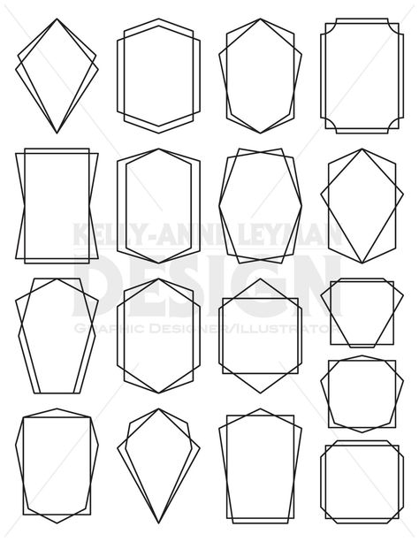 Geometric Frame Design, Digital Frames, Label Clips, Digital Bullet Journal, Digital Labels, 타이포그래피 포스터 디자인, Image Paper, Frame Vector, Geometric Frame