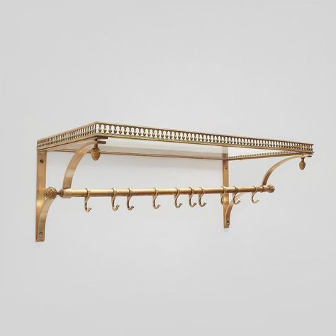 Listed on VNTG.com: Maison Jansen wall coat rack, 1960s | #vntg #vintage Gallery Railing, Coat Shelf, Antique Wall Shelf, Wall Shelf With Hooks, Victorian Coat, Vintage Coat Rack, Wall Coat Rack, Hospital Interior Design, Maison Jansen