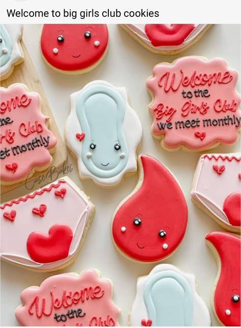 Period Cake, First Moon Party, Period Party, Moon Party, First Period, Girl Problems, Baby Time, Girls Club, Decorated Cookies