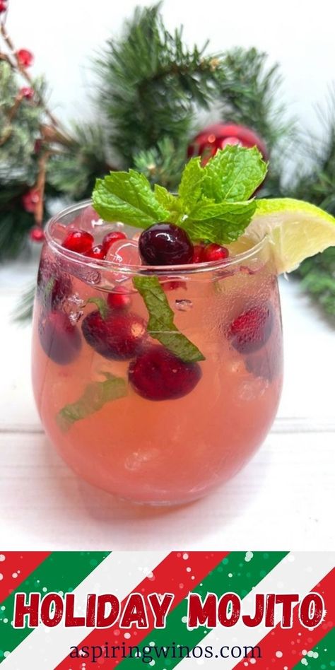 Make Your Holidays Merry and Bright with a Holiday Mojito | Christmas Drink Recipes | Holiday Drink Recipes | Christmas Mojito Recipe | Mocktail Version | Tis the season to make fun drinks #Christmas #Rum #ChristmasCocktail #Mojito #HolidayMojito Holiday Mojito Recipe, Holiday Drink Recipes Christmas, Christmas Mojito Recipe, Holiday Mojito, Red Mojito, Christmas Mojito, Christmas Drink Recipes, Mojitos Recipe, Mojito Pitcher