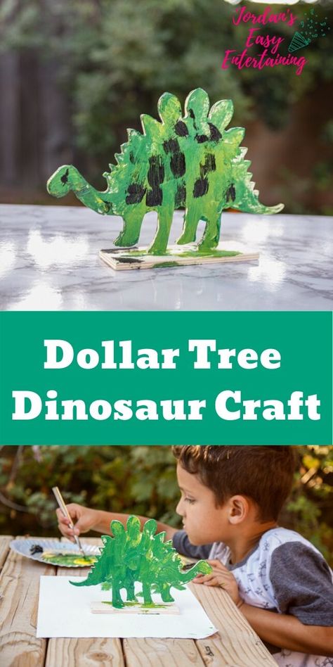 Dollar Tree Dinosaur Craft For Kids | Jordan's Easy Entertaining Dollar Tree Dinosaur Party Ideas, Dinosaur Crafts, Easy Entertaining, Adult Crafts, Winter Diy, Tree Crafts, Dinosaur Party, Inspiration For Kids, Dollar Store Diy