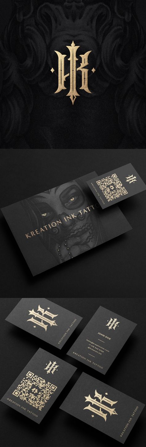 Kenneth Manuel - Kreation Ink Tattoo Identity Design by Kenneth Manuel – Brand Identity design for Kreation Ink Tattoo, a tattoo artist/studio based in Toronto, Ontario. This project encapsulates the finished results of a strategic brand development that helped the business engage with their audience and mark their position in the competitive and connected world of tattooing. – #fashion #branddesign #brandidentity #worldbranddesign Logo Design For Tattoo Artist, Tattoo Business Logo, Logo For Tattoo Artist, Tattoo Packaging Design, Ink Logo Design Ideas, Tattoo Studio Branding Design, Logo Tattoo Artist, Tattoo Branding Design, Tattoo Artist Branding