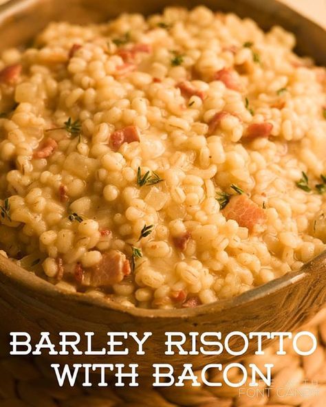 Recipe of the Day!> Barley Risotto with Bacon> This is one of my all-time favourite comfort foods! Barley Side Dish Recipes, Barley Side Dish, Recipes With Barley, Barley Recipe Healthy, Barley Recipes, Bacon Risotto, Chef Michael Smith, How To Cook Barley, Barley Risotto