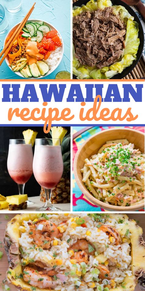 Easy Hawaiian Dinner Recipes, Hawaiian Pot Luck Dishes, Tropical Recipes Dinner, Easy Hawaiian Appetizers, Hawaiian Main Dishes, Hawaiian Lunch Ideas, Hawaiian Side Dishes Recipes, Hawaiian Vegetarian Recipes, Hawaiian Style Food