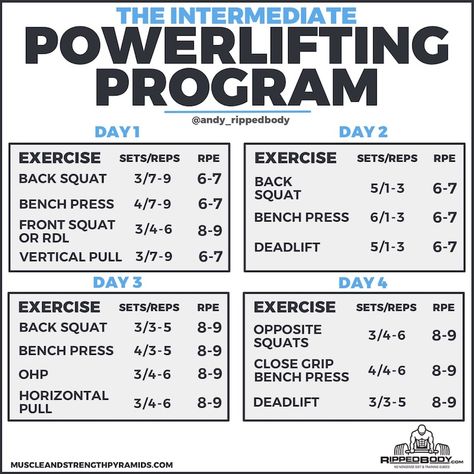 Intermediate Workout Plan, Powerlifting Program, Split Workout Routine, Spartan Workout, Powerlifting Workouts, Power Lifting Women, Travel Workouts, Lifting Programs, Weight Lifting Routine