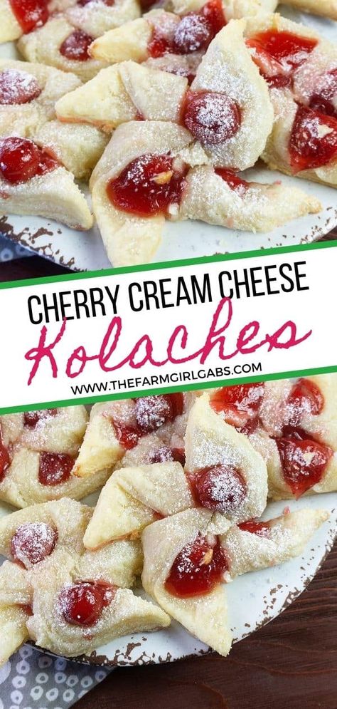 Cream Cheese Cherry Cookies, Hungarian Cookies Recipes, Cookie Swap Party Ideas, Kolache Cookie Recipe, Holiday Cookie Exchange Recipes, Cream Cheese Kolache Recipe, Kolaczki Cookies Recipe, Hungarian Sweets, Hungarian Cookies