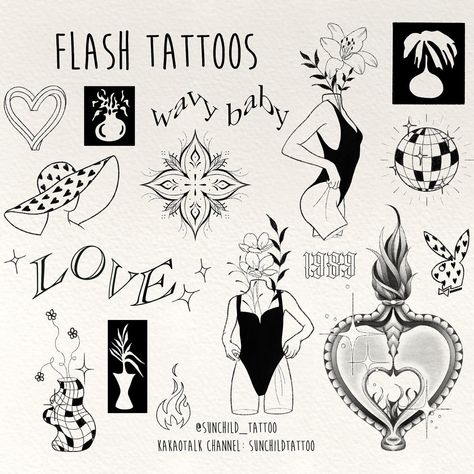 Lesbian Tattoo Flash Sheet, Sunchild Tattoo, Love Flash Tattoo, Valentine Tattoos, Valentines Flash, Child Tattoo, Sun Child, Night Tattoo, Tattoo Instagram