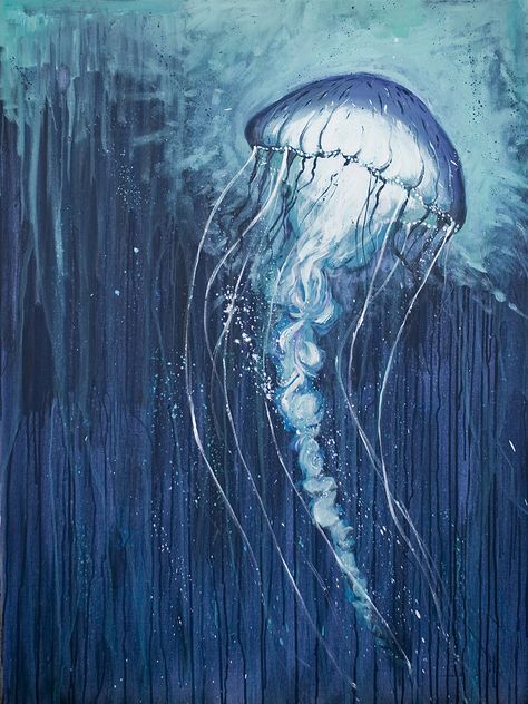 @RyanHastings #Art Painting Jellyfish, Jellyfish Painting, Jellyfish, Water, Blue