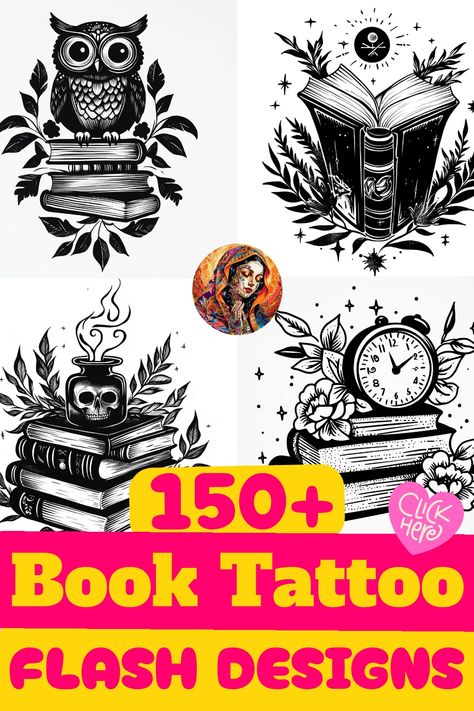 Discover unique and beautiful book tattoo ideas for women with these stunning book tattoo flash designs. From intricate book tattoo designs to small book flash art, get inspired by the good book tattoo flash to create your own legends-inspired ink. Whether you're looking for a bold statement piece or a subtle cover-up, this collection of book tattoo ideas is perfect for any bookworm wanting to flaunt their love for literature through body art. Octopus With Books Tattoo, Love To Read Tattoo, Books And Skull Tattoo, Book Reader Tattoo, Reading Tattoos For Women, Book Reader Tattoo Ideas, Small Bookish Tattoos, Bookworm Tattoo Ideas, Book Flower Tattoo