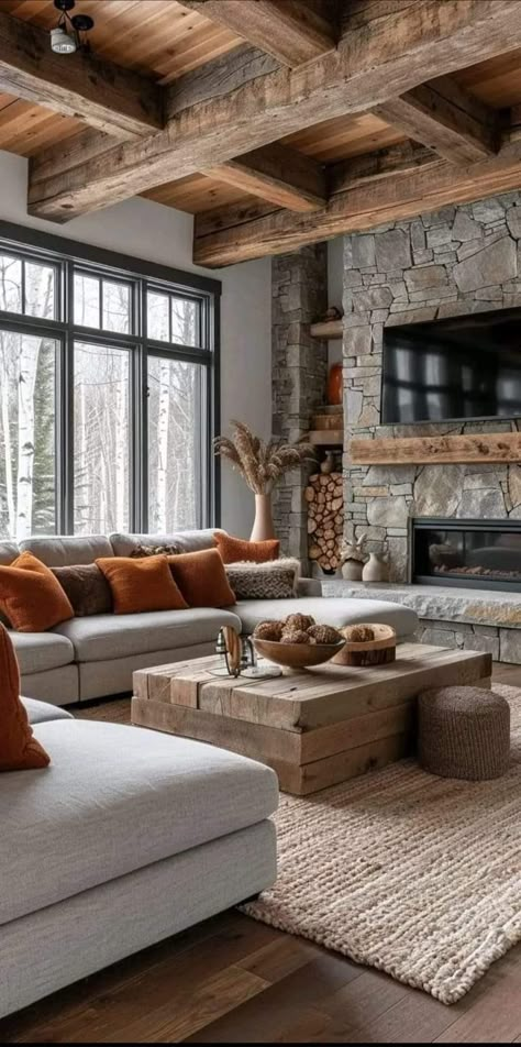 Tv Wall Rustic, Rustic Tv Room, Rustic Interior Design Living Room, Rustic Style Living Room, Modern Rustic Homes, Leaving Room, Modern Living Room Ideas, Rustic Living, Styl Boho