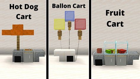 Minecraft Building Ideas Food Truck, Minecraft Food Truck Ideas, Minecraft Hot Dog Stand, Minecraft Ice Cream Stand, Minecraft Concession Stand, Minecraft Supermarket Interior, Fruit Stand Minecraft, Minecraft Building Ideas Shop, Minecraft Food Court