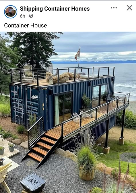 Shipping Container Beach House, Shipping Container Design, Shipping Container Home Designs, Storage Container Homes, Container Cabin, Shipping Container House Plans, Container Buildings, Building A Container Home, Container House Plans