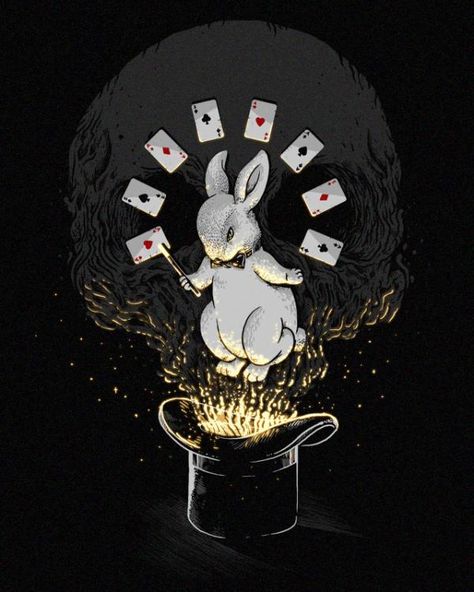 Illustrations by Alex Solis Magic Graphic Design, Magician Illustration, Rabbit Illustration Design, Rabbit Design, Magic Illustration, Magic Hat Illustration, Bunny In Hat Magic, Magician Pulling Rabbit Out Of Hat, The Magician Tarot Card Art