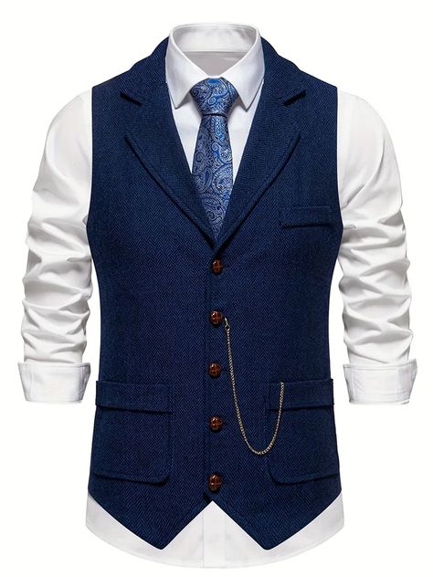 Tweed Clothing, Men Waistcoat, Herringbone Vest, Mens Waistcoat, Exude Confidence, Herringbone Tweed, Tweed Suits, Blue Vests, Winter Cardigan