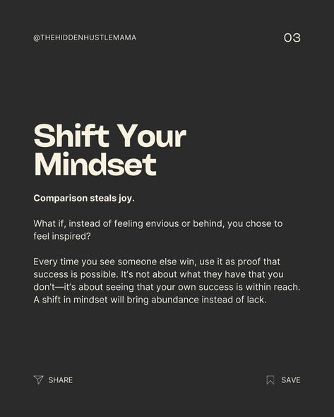 Comparison is the thief of joy, and it’s also slowing down your growth, babe 💔 Every time you compare your progress to someone else’s, you’re putting unnecessary pressure on your journey. The truth is, your path is unique, and your wins are meant for you ✨ **this carousel is part of The Hidden Spins** . . . seo: comparison is the thief of joy, digital marketing growth, stop comparing, imposter syndrome in marketing, shift your mindset, marketing success tips, stay in your lane, celebra... Stop Comparing Affirmations, Comparison Is The Thief Of Joy, Stay In Your Lane, Compare Quotes, Stop Comparing, Imposter Syndrome, Success Tips, Better Life Quotes, Feel Inspired