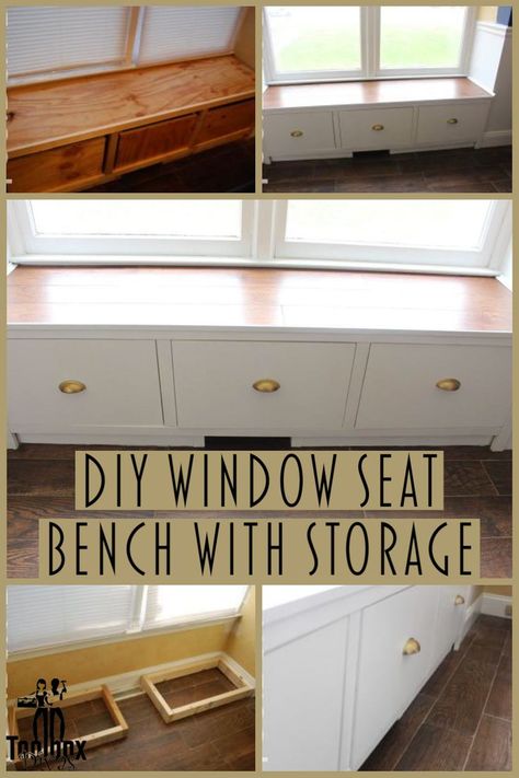 Are you like me, and have tons of projects in mind, but lack the energy to complete them. Well follow along to see how I tackled the procrastination, and built this awesome DIY window seat bench with added storage. Window Bench Seat With Storage, Window Storage Bench, Cement Furniture, Diy Window Seat, Window Bench Seat, Window Bench, Bench With Drawers, Seat Bench, Window Benches