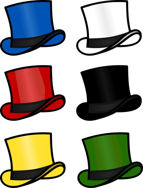 Six Thinking Hats by @cschreuders, 6 Thinking hats based on Edward de Bono. Variation on top hat by Bonzo (https://openclipart.org/detail/183610/top-hat), on @openclipart 6 Thinking Hats, Six Thinking Hats, Family Literacy, Scrapbook Images, Best Nature Images, Hat Png, Hat Vector, Crochet Baby Shoes Pattern, Arabic Alphabet For Kids