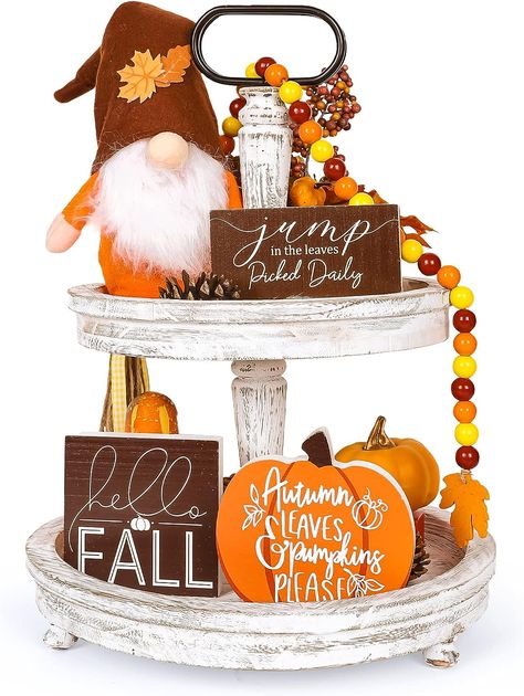 Thanksgiving Tiered Tray Decor, Thanksgiving Tiered Tray, Decor For Thanksgiving, Farmhouse Tiered Tray Decor, Autumn Farmhouse, Fall Harvest Party, Thanksgiving Tree, Farmhouse Tiered Tray, Fall Tiered Tray Decor