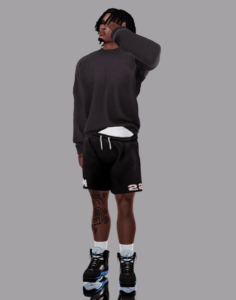 I love doing these so much, so thank you to all of you that have engaged with my posts🖤 1 - Hair | Sweater | Shorts | Socks | Shoes | 2 - Hair | Shirt | Cargos | Shoes | Rings | 3 - Hair + Beanie… Sims 4 Mens Shorts Cc, Mens Shoes Cc Sims 4, Sims 4 Male Nike Clothes, Sims 4 Mens Accessories, Male Sims 4 Shoes, Sims 4 Lets Get Fit Mod, Sims 4 Cc Black Guy Clothes, Sims 4 Cc Masculine Clothes, Sims 4 Black Male Cc Clothing Jeans