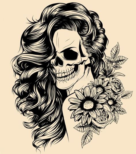 Girl with skeleton make up hand drawn vector sketch. Santa muerte woman witch po #Sponsored , #affiliate, #PAID, #hand, #Girl, #skeleton, #drawn Lace Skull Tattoo, Mujeres Tattoo, Skull Girl Tattoo, Skeleton Girl, Women Skeleton, Skeleton Drawings, Sugar Skull Girl, Witch Tattoo, Vector Sketch