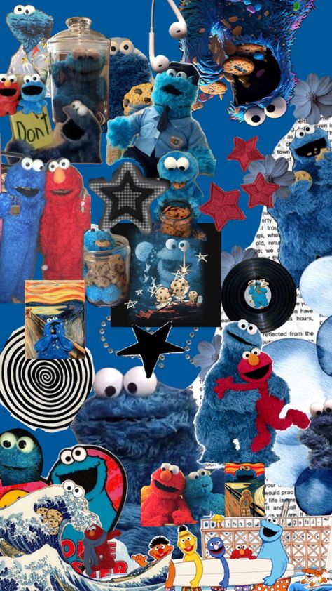 Cookie Monster And Elmo, Cookie Monster Wallpaper, Elmo Wallpaper, Monster Wallpaper, Elmo And Cookie Monster, Y2k Wallpaper, Art Tools Drawing, Pretty Wallpaper Iphone, Art Tools