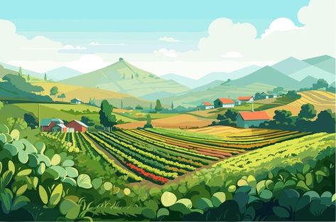 Agriculture Illustration, Flat Illustration, Sunny Day, Vector Photo, The Field, Character Illustration, Agriculture, Premium Vector, Sunny Days