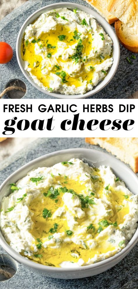 Goat Cheese Dips, Farmers Cheese Dip, Recipe With Goat Cheese, Goat Cheese Spreads, Goat Cheese Spread Recipes, Herb Dip, Garlic Goat Cheese Dip, Goat Cheese Dip Cold, Goat Cheese Appetizer Easy