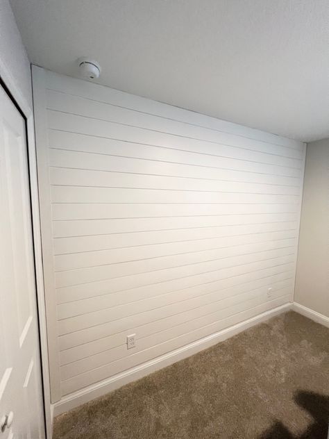 Wall Design In Bedroom, Bedroom Shiplap Accent Wall, Bedroom Shiplap, Stick On Wood Wall, Accent Wall Panels, Accent Wall Design, Peel And Stick Wood, Wood Plank Walls, Wooden Backdrops