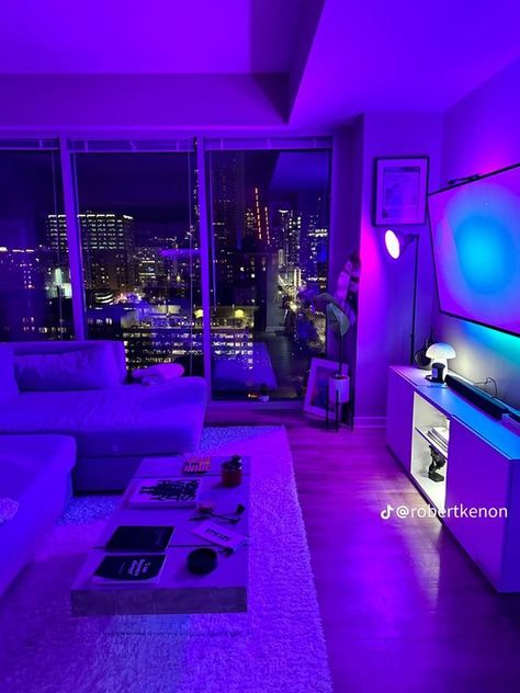 Vibey Room Aesthetic Modern, Cute Apartments For Couples, Cute First Apartment Ideas Decor, Led House Aesthetic, Quan Apartment, Couples House Decor, Future Apartment Aesthetic, Apartment Ideas Colorful, Dream Apartment Decor Living Room