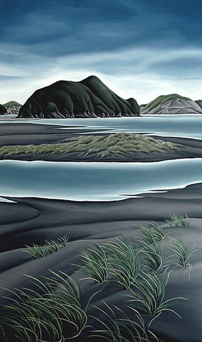 Manukau Heads Illustration Fleur, Nz Landscape, Contemporary Landscapes, Contemporary Landscape Artists, New Zealand Landscape, Nz Art, New Zealand Art, Art Web, Artist Models