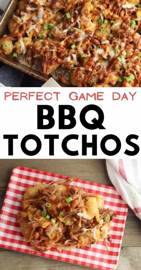 Loaded Tater Tots Recipes Pulled Pork, Tater Tots With Pulled Pork, Bbq Pork Tater Tot Casserole, Bbq Tater Tots, Loaded Pulled Pork Potatoes, Pulled Pork Tater Tot Nachos, Pulled Pork Tator Tot Nachos, Pulled Pork Loaded Tater Tots, Loaded Tarot Tots