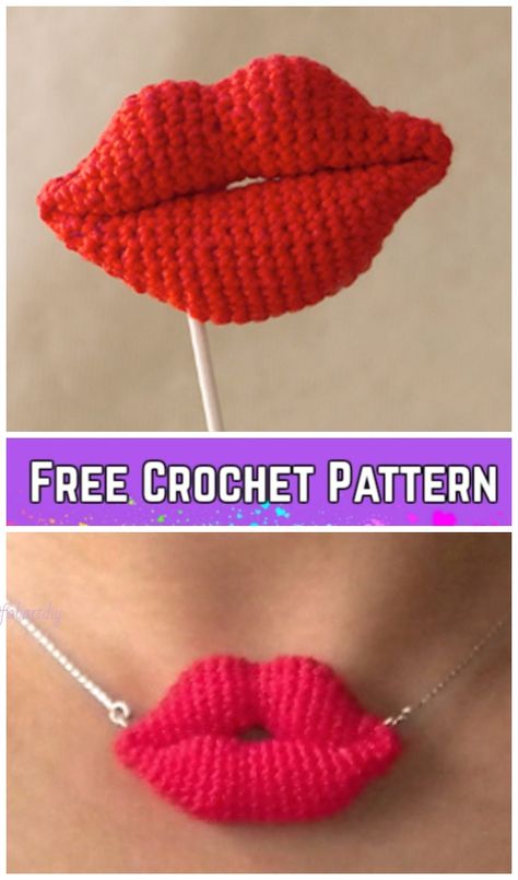 Amigurumi lips Free Crochet Patterns Crochet Lips, Key Change, Crochet Eyes, Crochet Keychain Pattern, Valentines Crochet, Crochet Keychain, Crochet Applique, Bag Crochet, Love Crochet