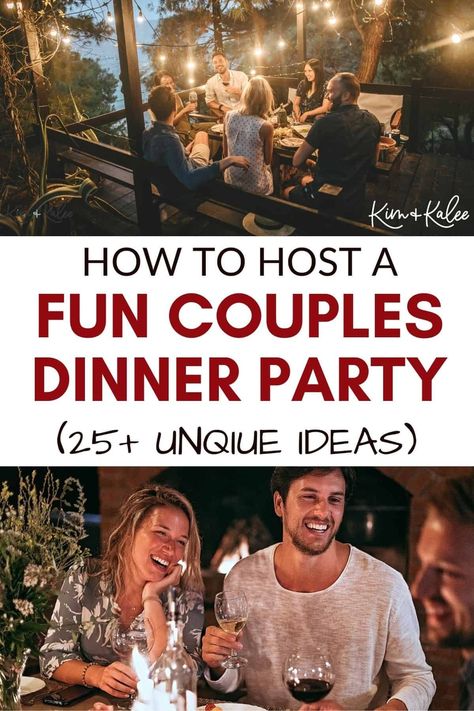 From fun themes to delicious recipes, here’s everything you need to host an amazing couple’s dinner party at home! Anniversary Dinner For Parents, Husband Appreciation Dinner, Date Night Party Ideas, Couples Dinner At Home, Dinner Party Fun Ideas, Fun Table Settings Ideas Dinner Parties, Dinner To Cook With Friends, Home Entertaining Ideas, Anniversary Dinner Party At Home