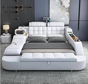 Futuristic Bed, Leather Double Bed, Sectional Living Room Sets, Queen Size Bed Sets, Modern Murphy Beds, Luxury Bedroom Furniture, Smart Bed, Lit King Size, Futuristic Furniture