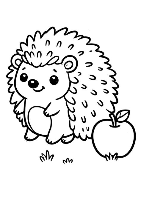 Hedgehog coloring page for kids Hedgehog Coloring Page, Apple Coloring Page, Hedgehog Colors, Hedgehog Drawing, Animals Coloring, Apple Coloring, Animal Coloring Pages, Colouring Pages, Coloring Pages For Kids