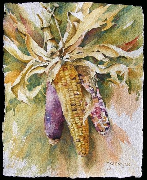 Brenda Swenson | WATERCOLOR | Untitled Brenda Swenson, Watercolor Indian, Vegetable Painting, Indian Corn, Watercolor Food, Watercolor Tips, Watercolor Fruit, Watercolor Pictures, Watercolor Projects