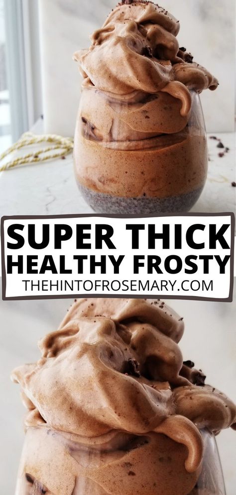 thick creamy chocolate smoothie jar Healthy Wendy’s Frosty, Healthy Frosty, Wendys Frosty Recipe, Healthy Chocolate Smoothie, Chocolate Protein Smoothie, Waffle Recipe Healthy, Smoothie Jar, Healthy Chocolate Pudding, Free Smoothie Recipes