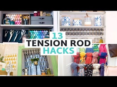 (1856) 13 Tension Rod Hacks - YouTube Diy Tension Rod, Tension Rod Hacks, Curtain Valance Ideas, Diy Blackout Curtains, Diy Drawer Organizer, Organizing Tools, Hacks To Try, Quick Organization, Organize Life