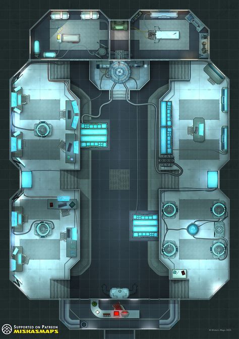 Scifi Lab, Marvel Rpg, Cyberpunk Games, Station Map, Sci Fi Rpg, Dnd World Map, Spaceship Interior, Tabletop Rpg Maps, Unique Maps