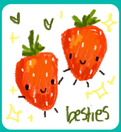 Cute Noteit Drawing Ideas, Strawberry Doodle Aesthetic, Draw Strawberry, Ideas Noteit, Ladybug Doodle, Strawberry Doodle, Noteit Ideas, Strawberry Drawing, You Are My Moon